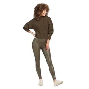 SPANX | Faux Leather Green Croc Embossed Leggings